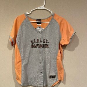 Harley-Davidson Button Down in Gray and Orange